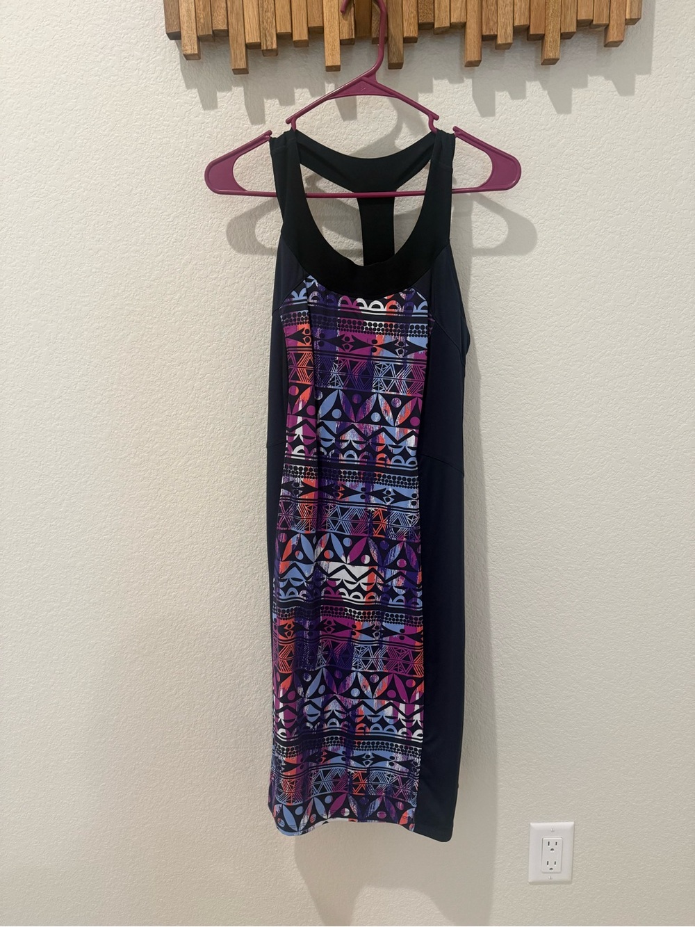 Title Nine Navy Shift Dress with Purple and Pink Tribal Panel